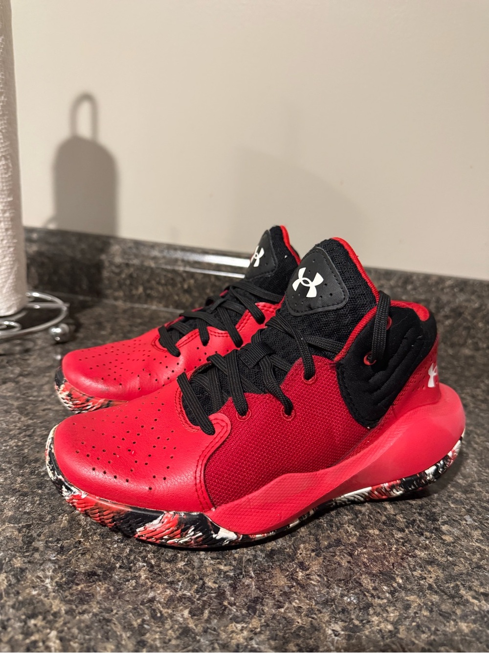 Under Armour Kids Red and Black High-Top Sneakers